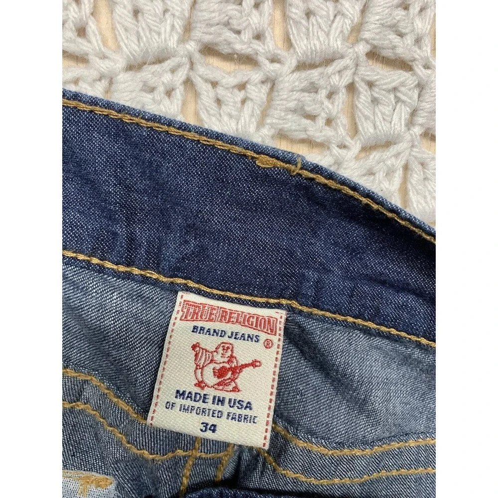 Vtg True Religion Jeans Men Tag 34 Apprx W36 L33  Blue Denim Bootcut Made in USA